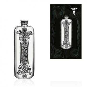 3oz Celtic Oblong Piper Pewter Hip Flask Perfume Sample