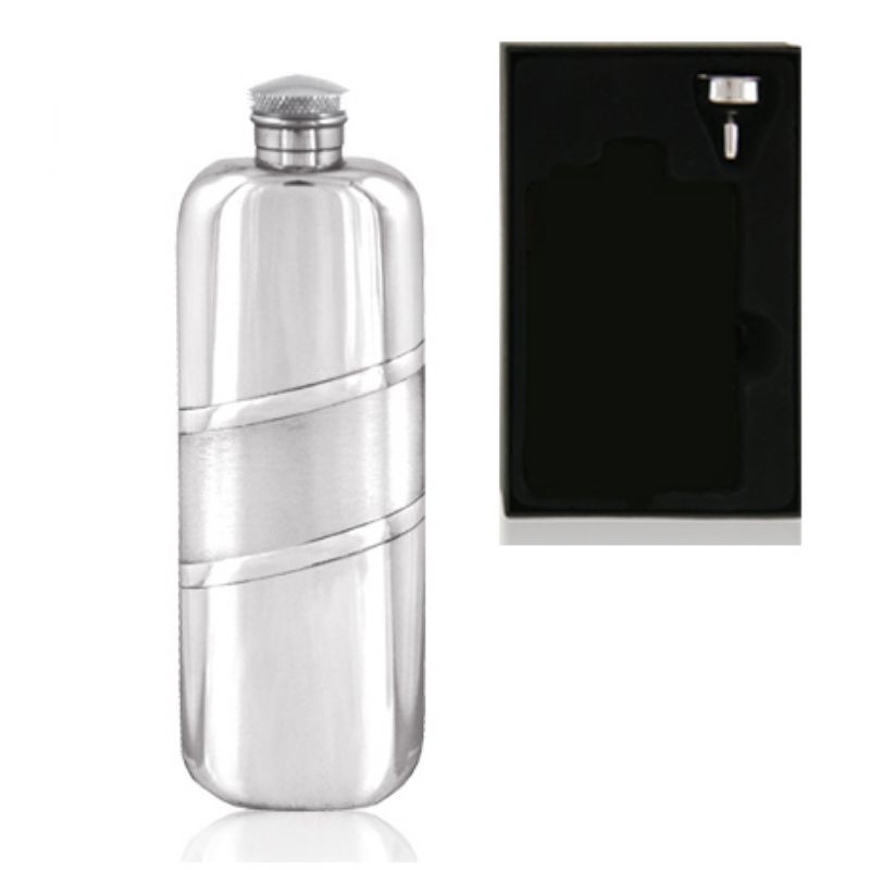 3oz Oblong Piper Pewter Hip Flask