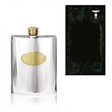 4oz Brass Oval English Pewter Hip Flask Perfume Sample