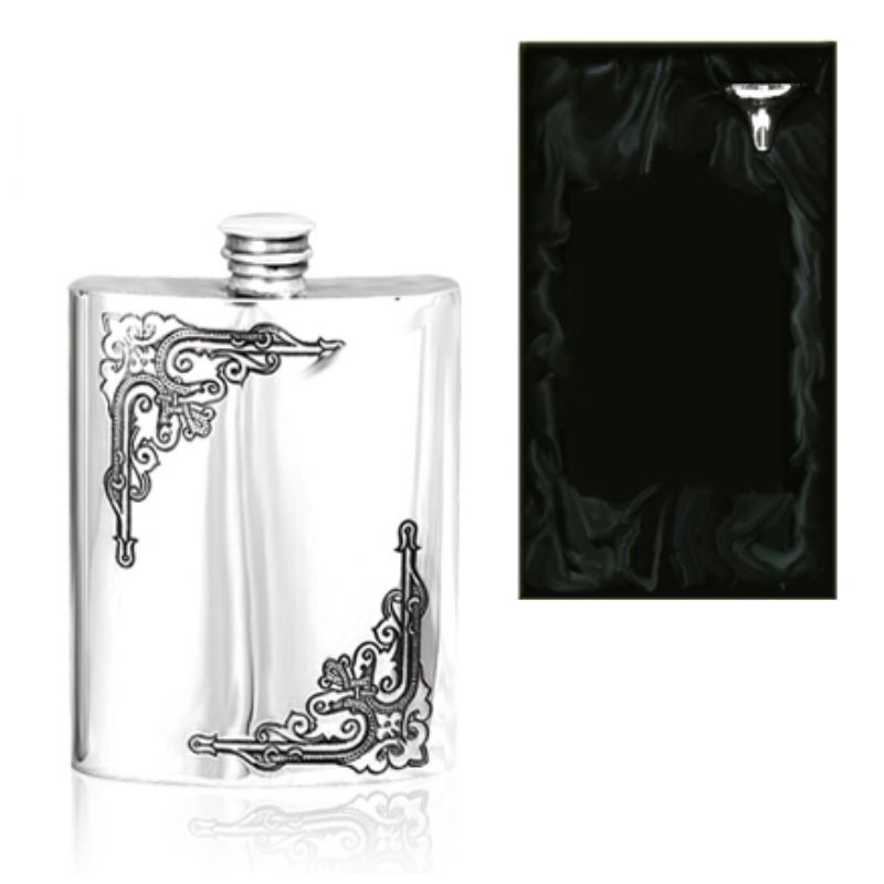 6oz Art English Pewter Hip Flask