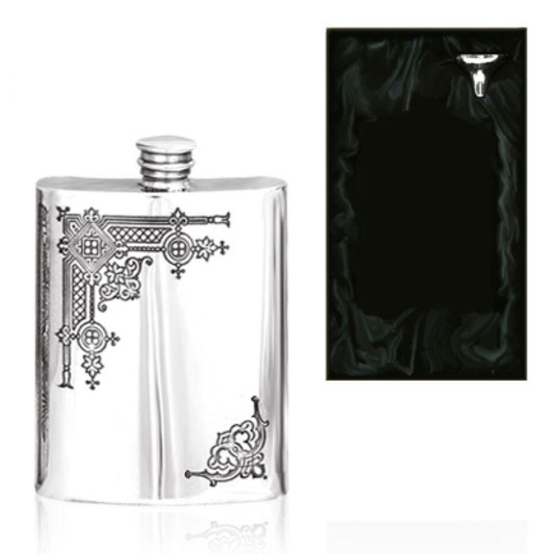 6oz Art English Pewter Hip Flask