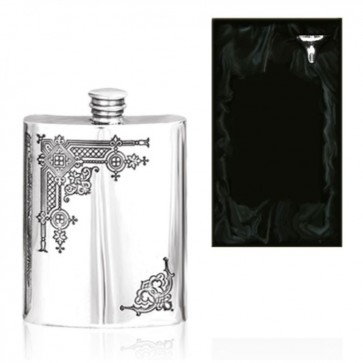 6oz Art English Pewter Hip Flask Perfume Sample