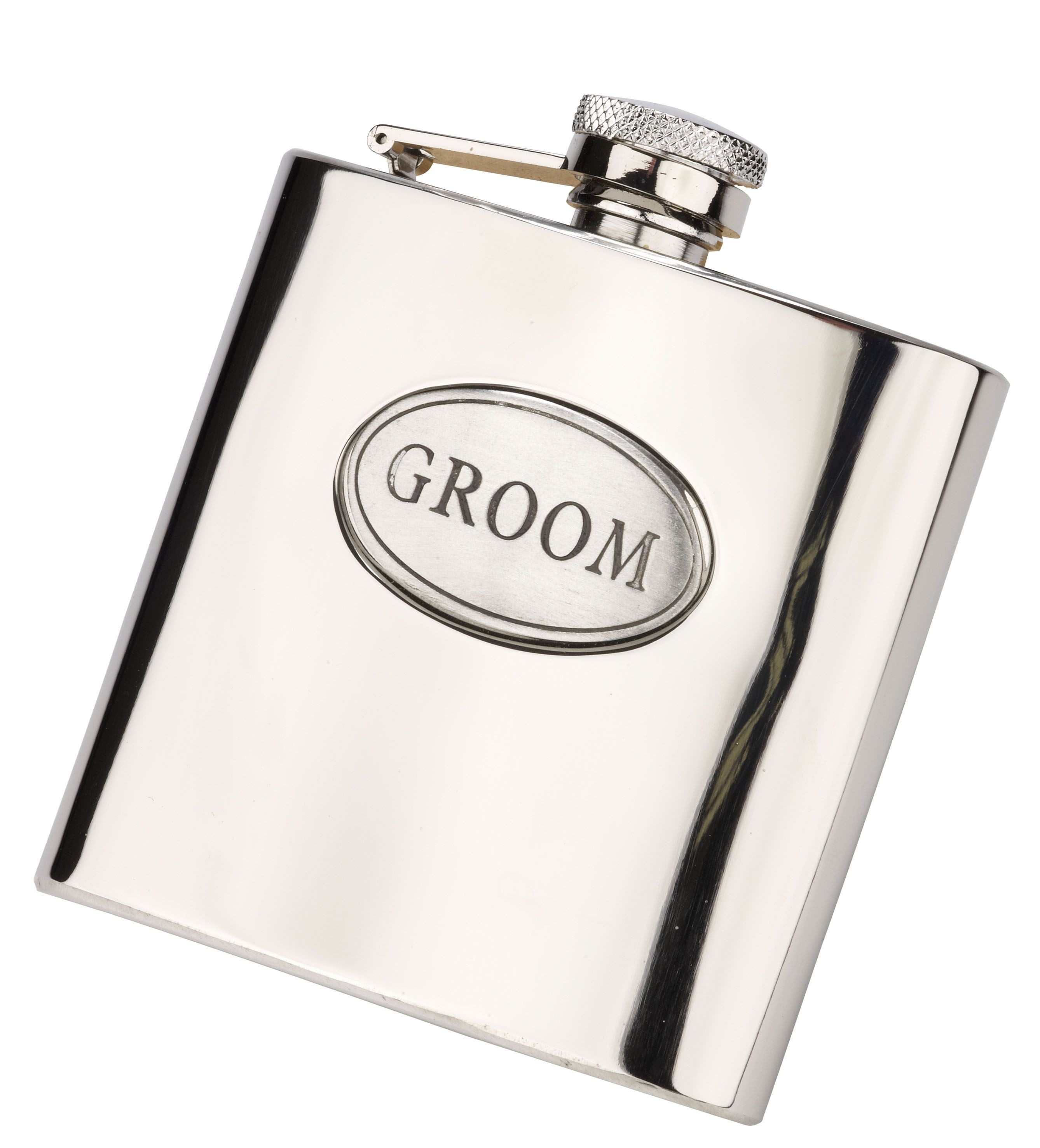 6oz Groom Hip Flask With Captive Lid Engraved Free