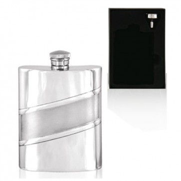 6oz Satin Band English Pewter Hip Flask Perfume Sample