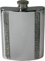 6oz Vertical Piper Pewter Celtic Bands Hip Flask