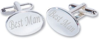 Best Man Wedding Silver Plated Oval Cufflinks High Quality