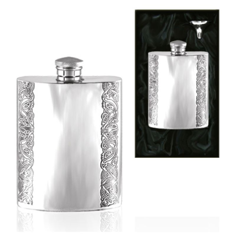 Celtic Edge Piper Pewter Hip Flask