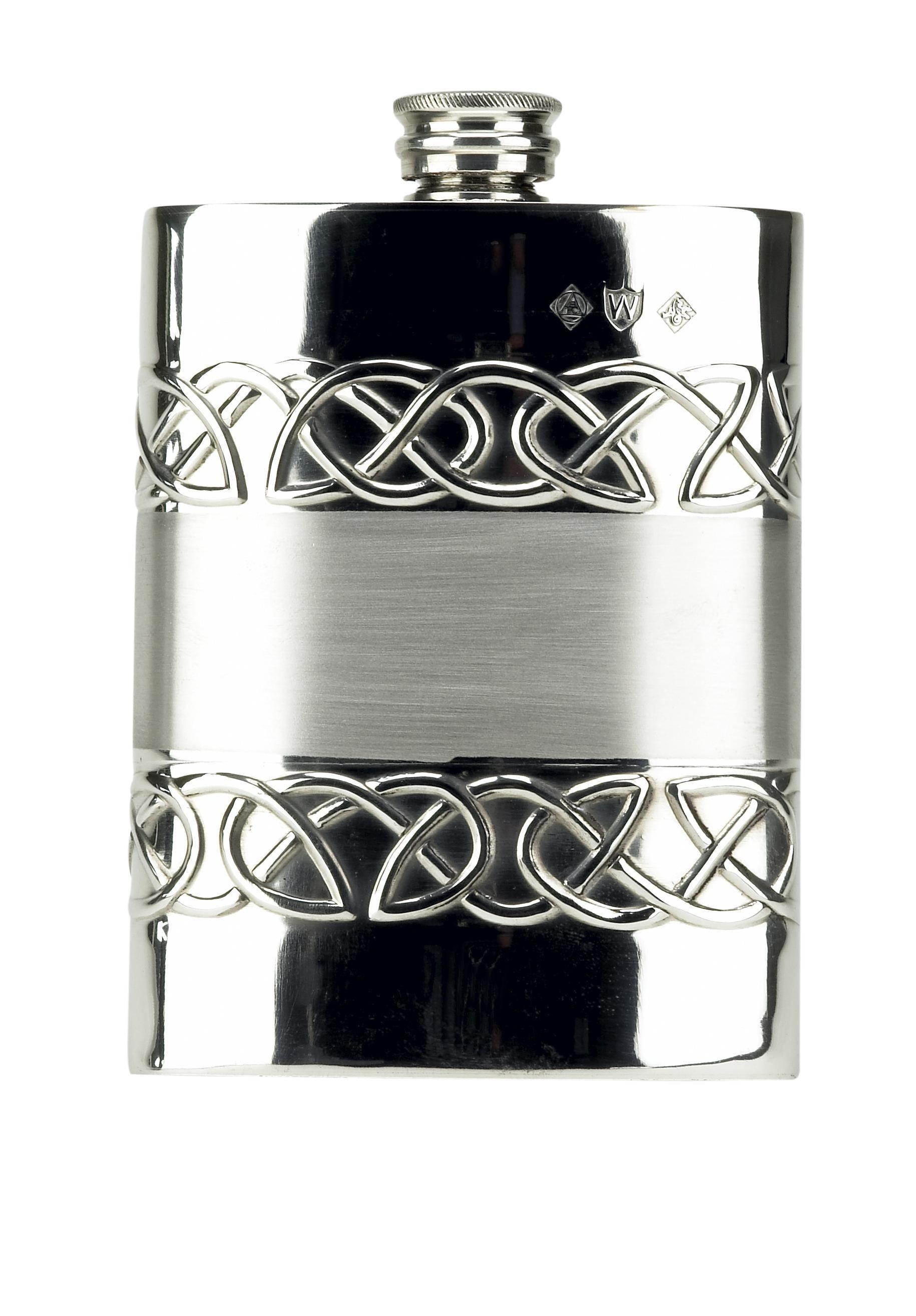 Celtic Love Band 6oz Piper Pewter Hip Flask