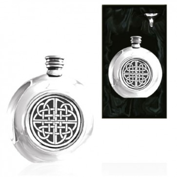 Celtic Round Piper Pewter Hip Flask Perfume Sample