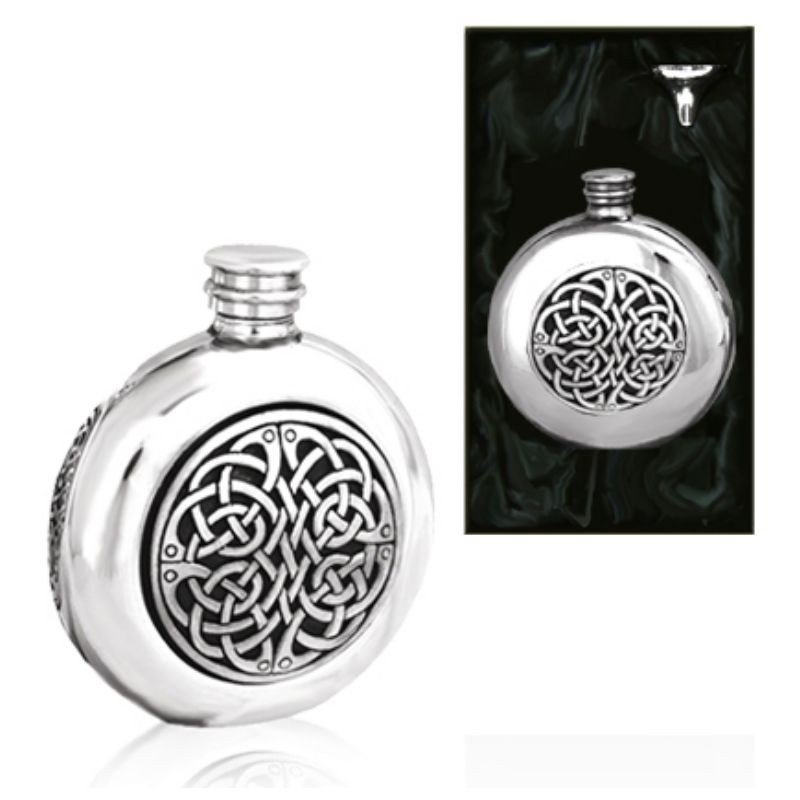 Stylish4oz Square Pewter Handcast Pocket Hip Flask Featuring Stamped Piper 