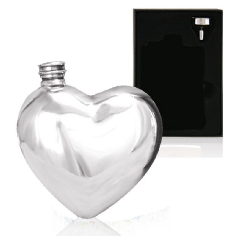 Engraved 6oz Heart English Pewter Hip Flask