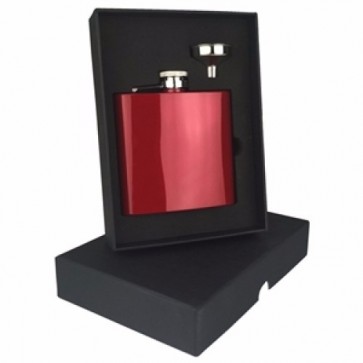 Engraved Hip Flask Captive Lid 6oz Red stainless steel Perfume Sample