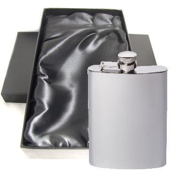 Engraved Stainless Steel Hip Flask Captive Lid 6oz Personalised Free Gift Boxed