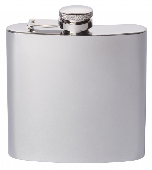 Engraved Stainless Steel Hip Flask Captive Lid 6oz Polished