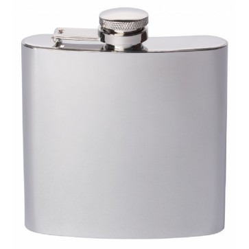 Engraved Stainless Steel Hip Flask Captive Lid 6oz Polished Perfume Sample