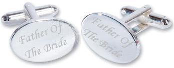 Father Of The Bride Wedding Silver Plated Oval Cufflinks High Quality