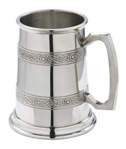 Hand crafted Piper Pewter Celtic Bands 1 pintTankard in Gift Box