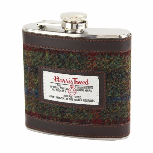 Harris Tweed Stainless Steel Hipflask Green 6oz