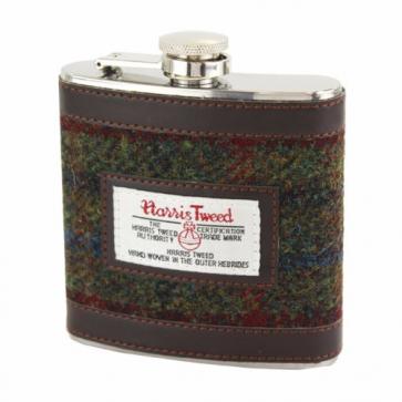 Harris Tweed Stainless Steel Hipflask Green 6oz Perfume Sample