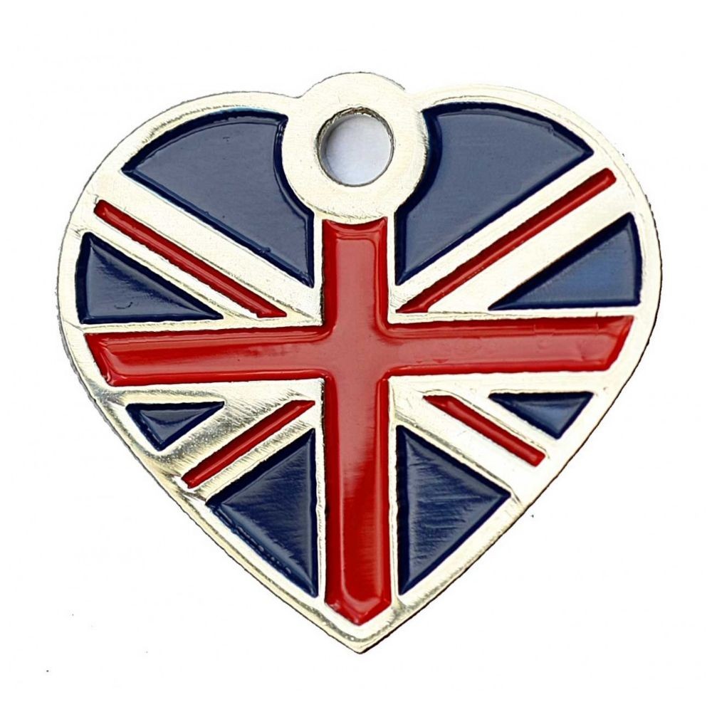 Heart Union Jack Pet Tag