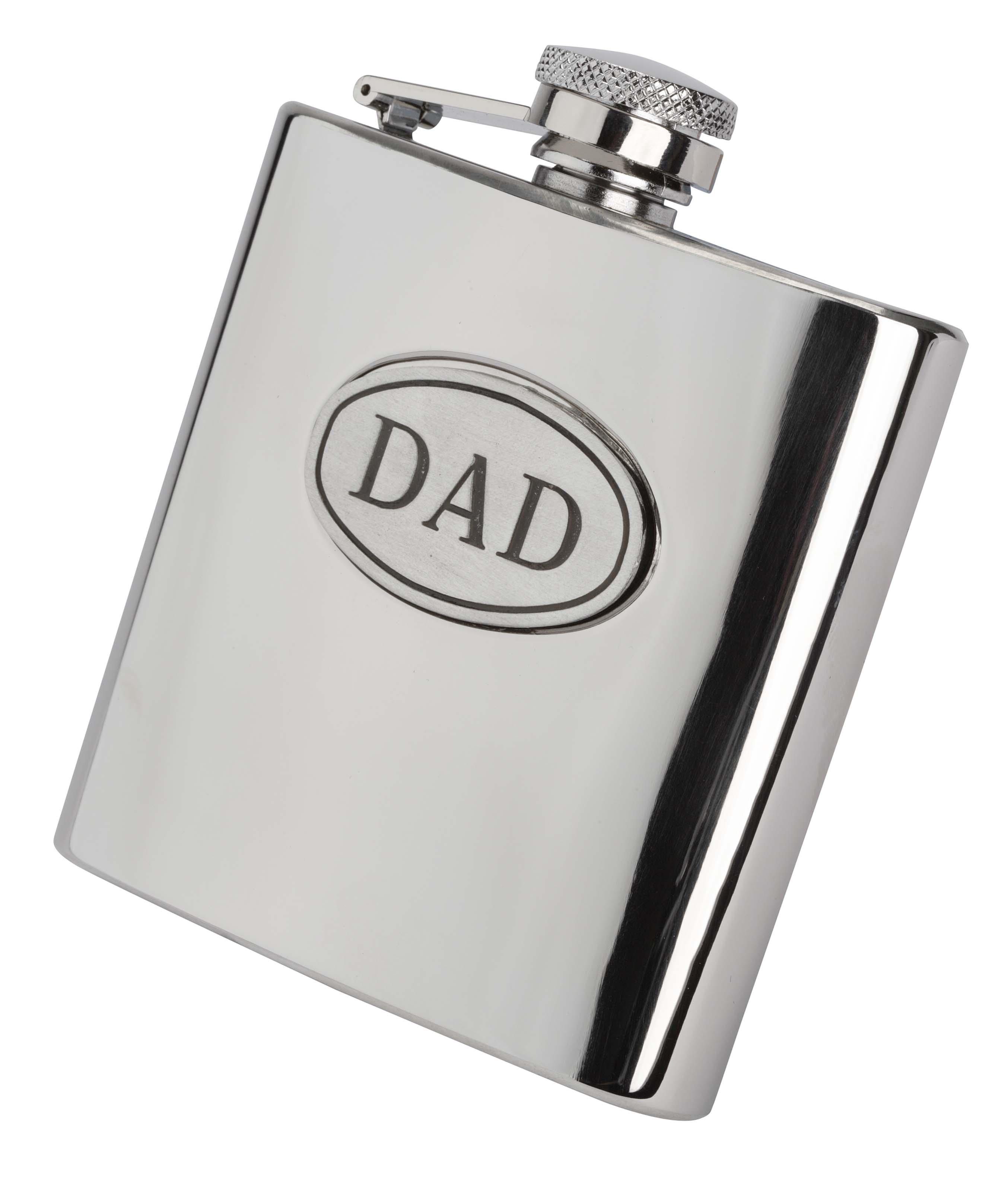Personalised 6oz Dad Hip Flask With Captive Lid Engraved Free