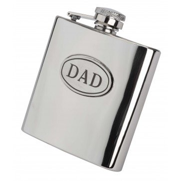 Personalised 6oz Dad Hip Flask With Captive Lid Engraved Free Perfume Sample