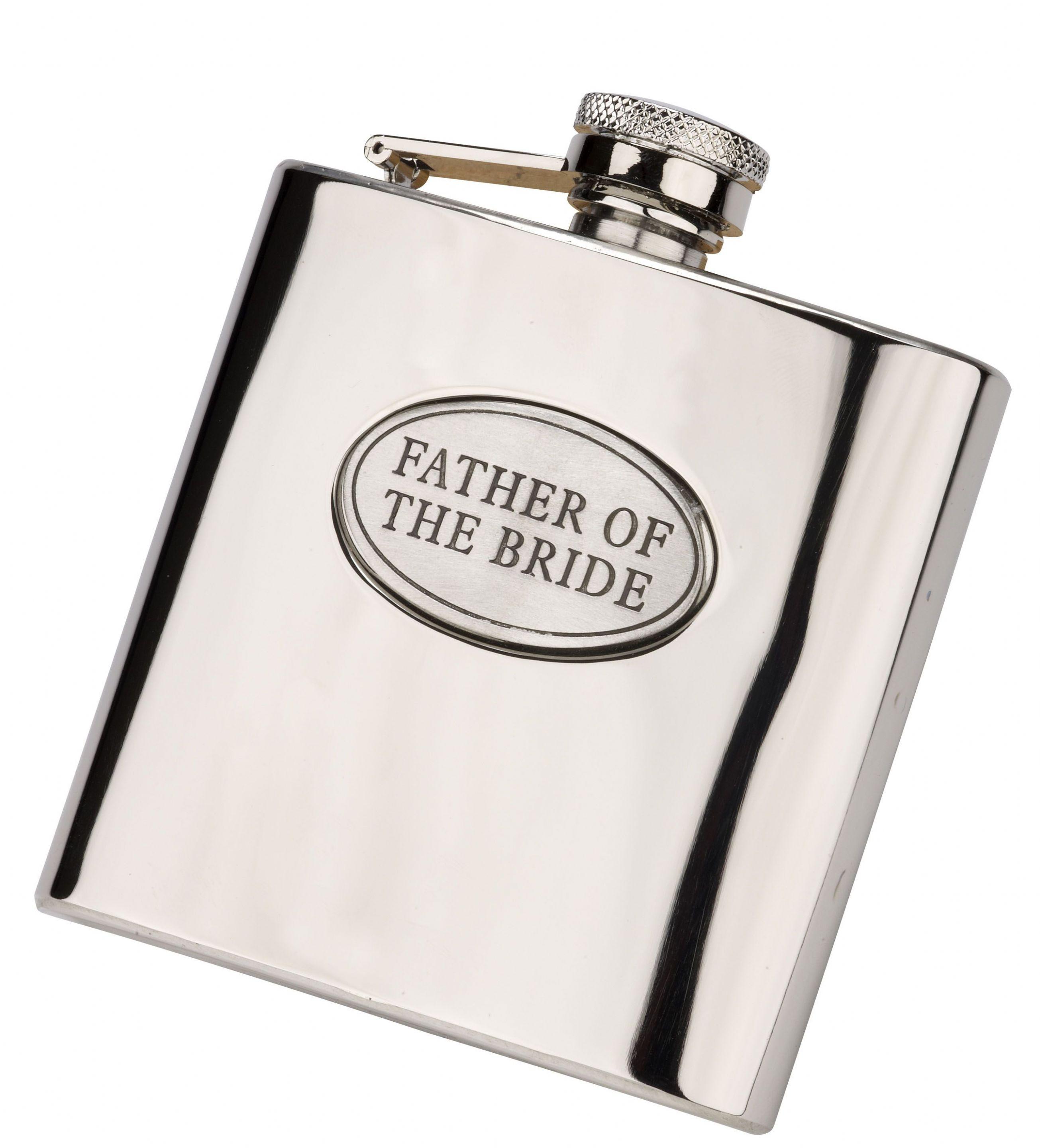 Personalised 6oz Father Of The Bride Hip Flask With Captive Lid Engraved Free