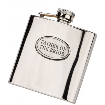 Personalised 6oz Father Of The Bride Hip Flask With Captive Lid Engraved Free Perfume Sample