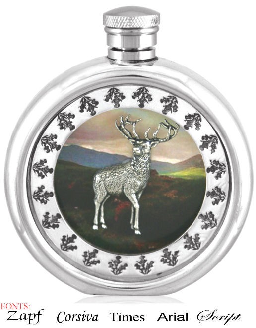 Personalised 6oz Piper Pewter Highland Stag Picture Hip Flask