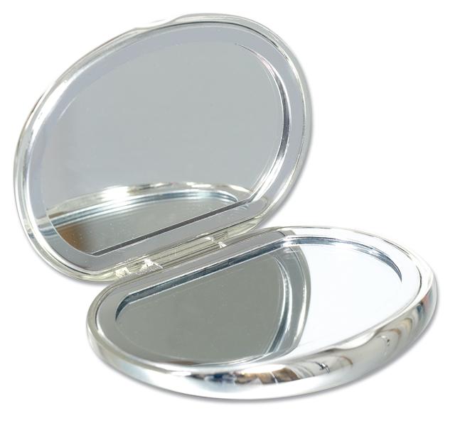 Personalised Bean Shaped Compact Handbag Mirror Silver Plated