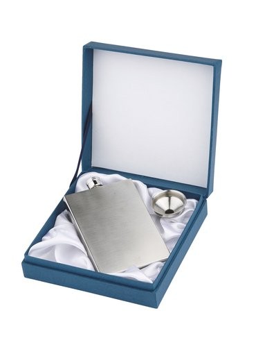 Personalised Brushed Stainless Steel Hipflask Square