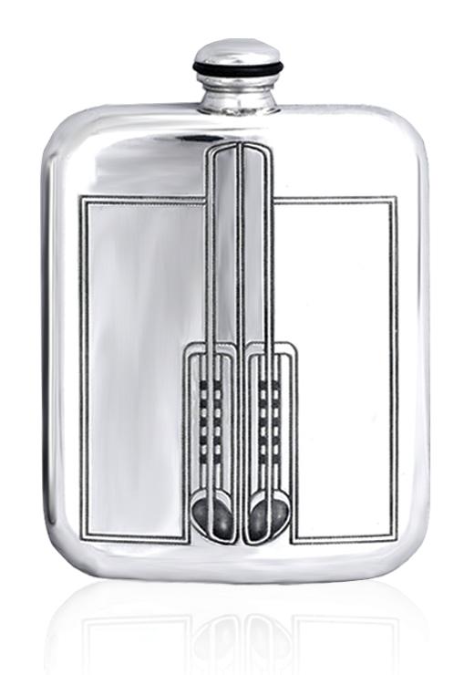 Personalised Charles Rennie Mackintosh 6oz English Pewter Hip Flask