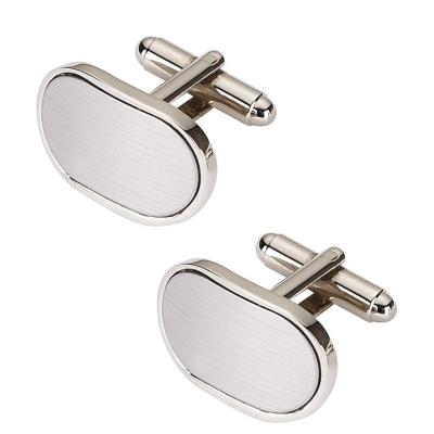 Personalised Curved Oblong Cufflinks Silver
