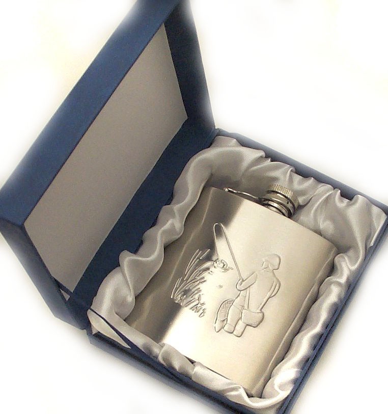 Personalised Hip Flask 6oz Fishing