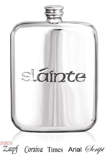 Personalised Irish Slainte Design 6oz English Pewter Hip Flask