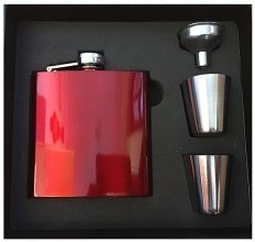 Personalised Laser Ready Red/Blue/Black Stainless Steel 6oz Hip Flask & Gift Box