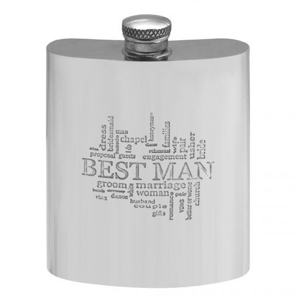 Personalised Pewter 6oz Best Man Hip Flask With Engraved Free