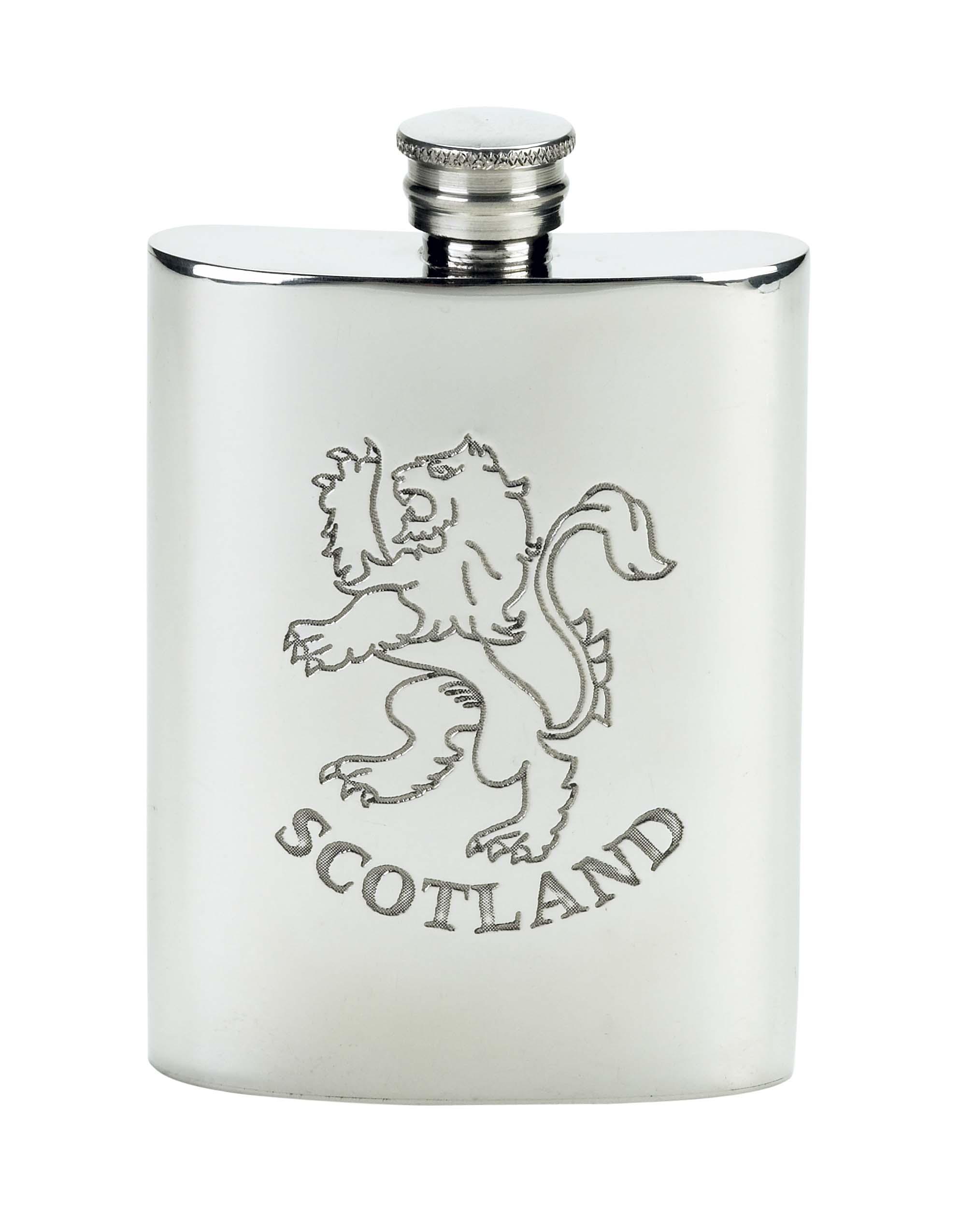 Personalised Scotland Rampant Lion 4oz Pewter Hip Flask Simple