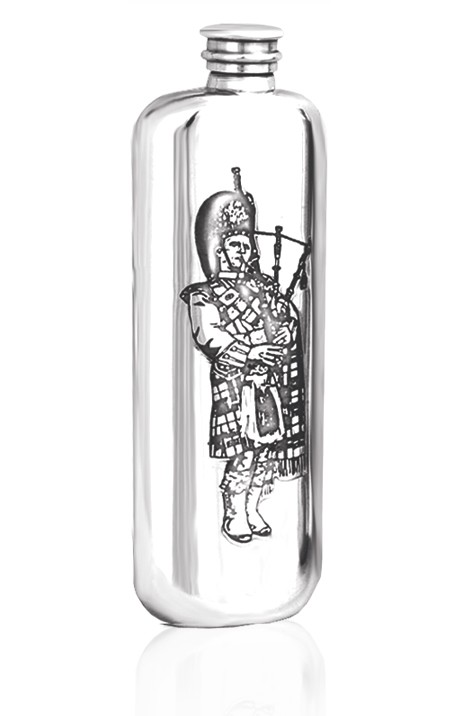 Personalised Scotland Scottish Piper 4oz Pewter Wedge Hip Flask