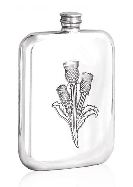 Personalised Scotland Thistle 6oz Pewter Hip Flask SG109