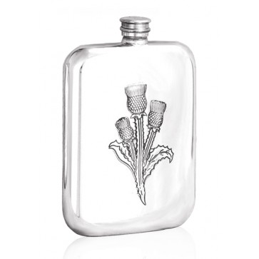 Personalised Scotland Thistle 6oz Pewter Hip Flask SG109 Perfume Sample