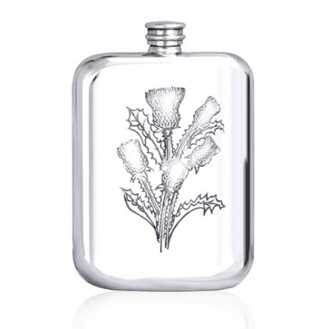 Personalised Scotland Thistle 6oz Pewter Hip Flask TSF600 Perfume Sample