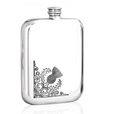 Personalised Scotland Thistle 6oz Pewter Hip Flask TSF603 Perfume Sample