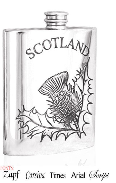 Personalised Scotland Thistle 6oz Pewter Hip Flask