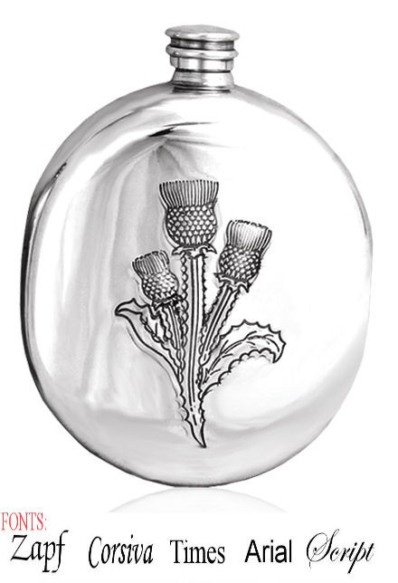 Personalised Scotland Thistle 6oz Pewter Round Hip Flask