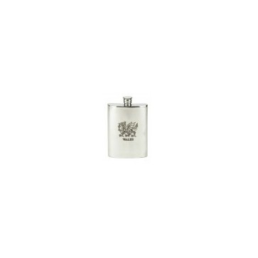 Personalised  Welsh Dragon  6oz English Pewter Hip Flask Perfume Sample