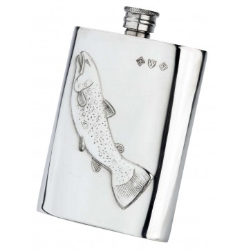 Pewter 6oz Salmon Hip Flask Perfume Sample