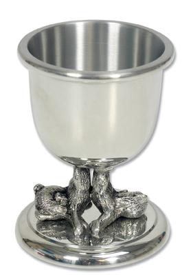 Pewter Childrens Teddy Bear Egg Cup