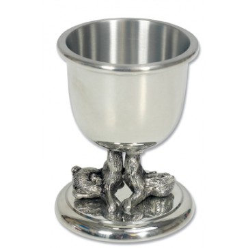 Pewter Childrens Teddy Bear Egg Cup Perfume Sample