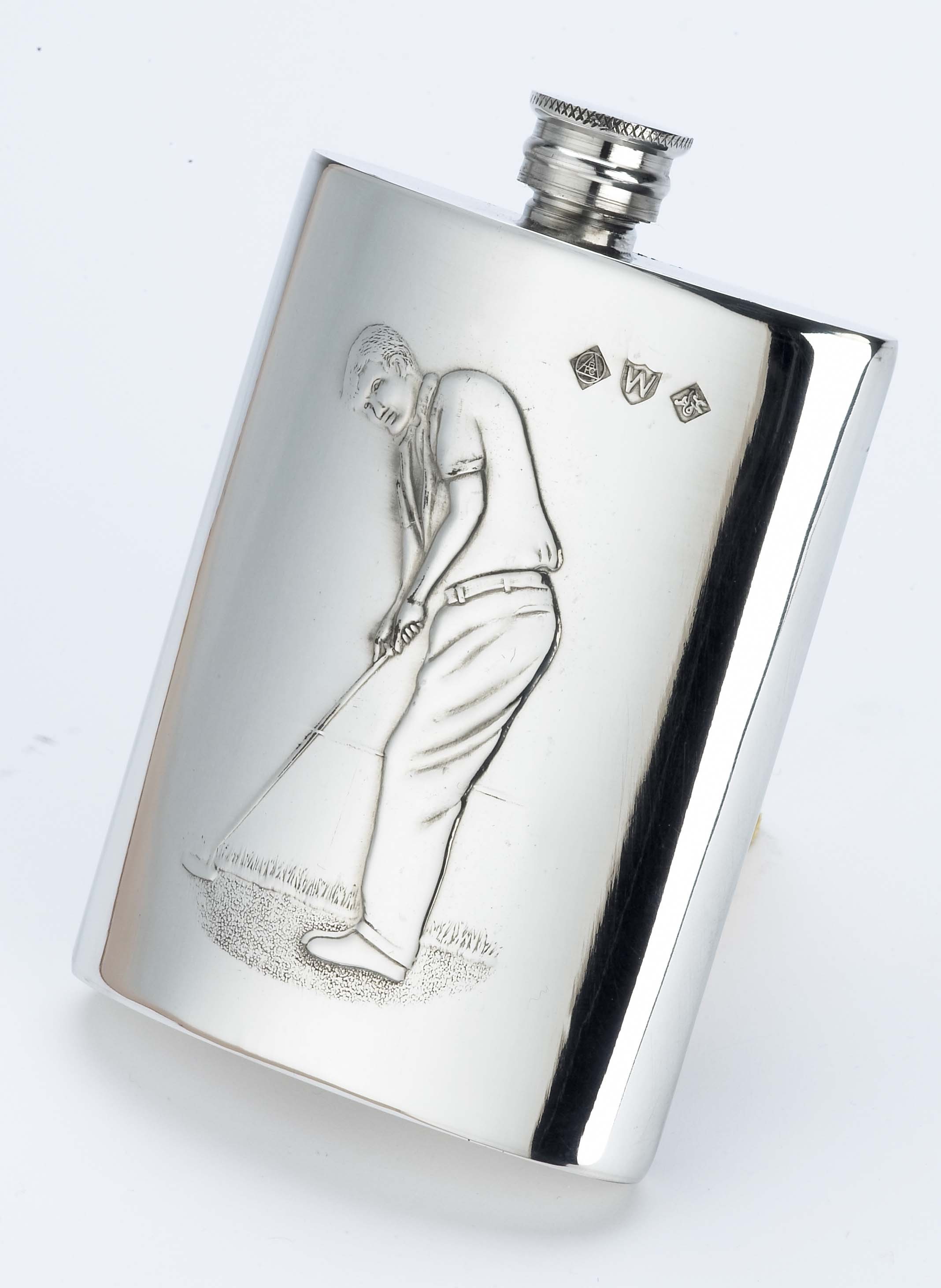 Pewter Hip Flask 6oz Golf